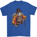Steampunk Panda Bear Mens T-Shirt Cotton Gildan Royal Blue