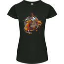 Steampunk Panda Bear Womens Petite Cut T-Shirt Black