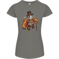 Steampunk Panda Bear Womens Petite Cut T-Shirt Charcoal