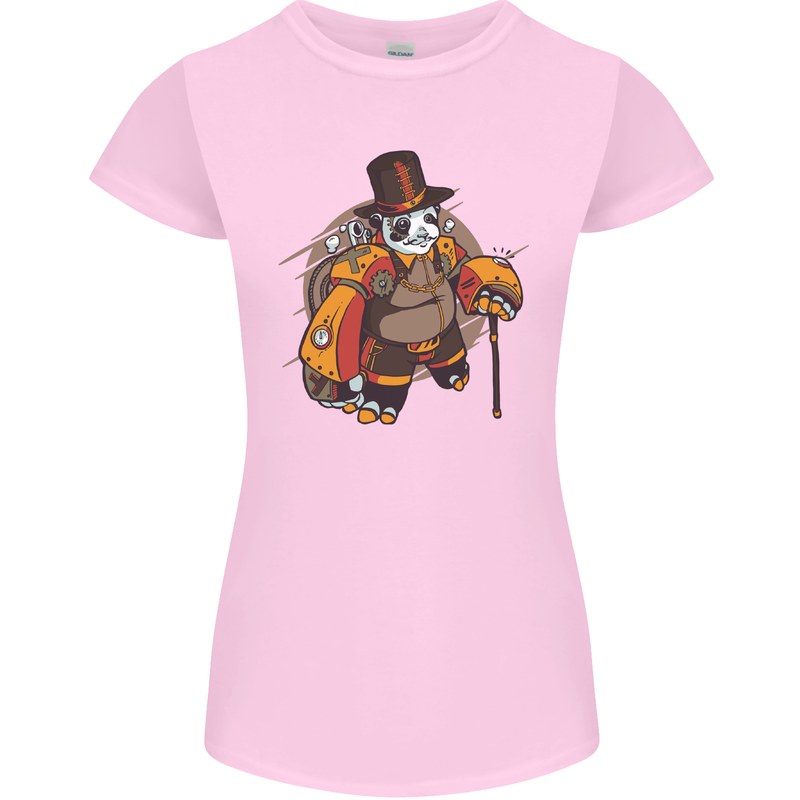 Steampunk Panda Bear Womens Petite Cut T-Shirt Light Pink