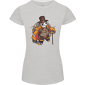 Steampunk Panda Bear Womens Petite Cut T-Shirt Sports Grey