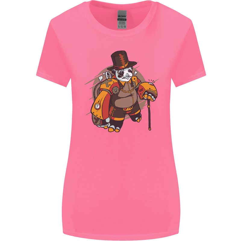 Steampunk Panda Bear Womens Wider Cut T-Shirt Azalea