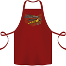 Steampunk Plane Aircraft Biplane Cotton Apron 100% Organic Maroon