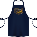 Steampunk Plane Aircraft Biplane Cotton Apron 100% Organic Navy Blue