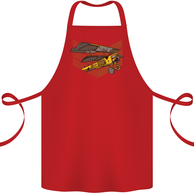 Steampunk Plane Aircraft Biplane Cotton Apron 100% Organic Red