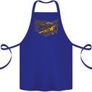 Steampunk Plane Aircraft Biplane Cotton Apron 100% Organic Royal Blue