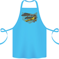 Steampunk Plane Aircraft Biplane Cotton Apron 100% Organic Turquoise