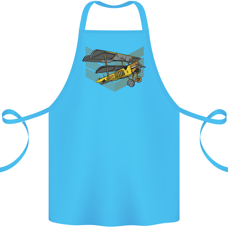 Steampunk Plane Aircraft Biplane Cotton Apron 100% Organic Turquoise