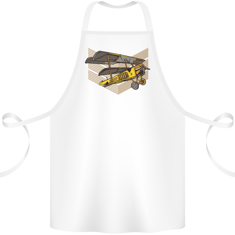 Steampunk Plane Aircraft Biplane Cotton Apron 100% Organic White
