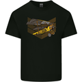 Steampunk Plane Aircraft Biplane Kids T-Shirt Childrens Black