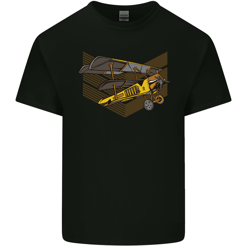 Steampunk Plane Aircraft Biplane Kids T-Shirt Childrens Black