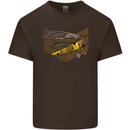 Steampunk Plane Aircraft Biplane Kids T-Shirt Childrens Chocolate