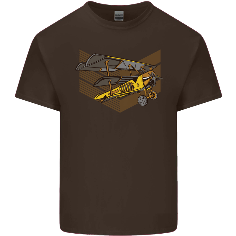 Steampunk Plane Aircraft Biplane Kids T-Shirt Childrens Chocolate