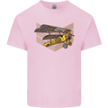 Steampunk Plane Aircraft Biplane Kids T-Shirt Childrens Light Pink