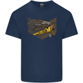 Steampunk Plane Aircraft Biplane Kids T-Shirt Childrens Navy Blue