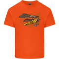 Steampunk Plane Aircraft Biplane Kids T-Shirt Childrens Orange
