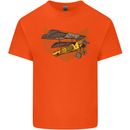 Steampunk Plane Aircraft Biplane Kids T-Shirt Childrens Orange