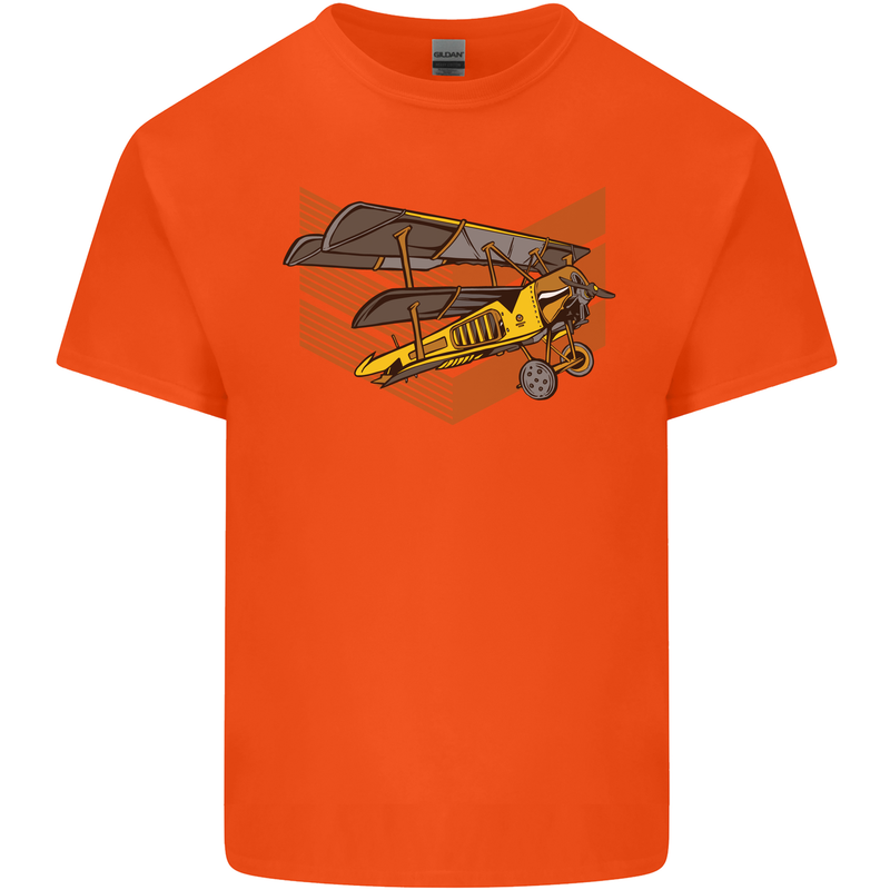 Steampunk Plane Aircraft Biplane Kids T-Shirt Childrens Orange