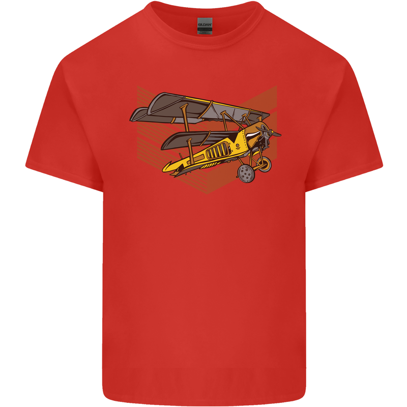Steampunk Plane Aircraft Biplane Kids T-Shirt Childrens Red