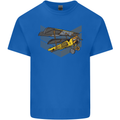 Steampunk Plane Aircraft Biplane Kids T-Shirt Childrens Royal Blue