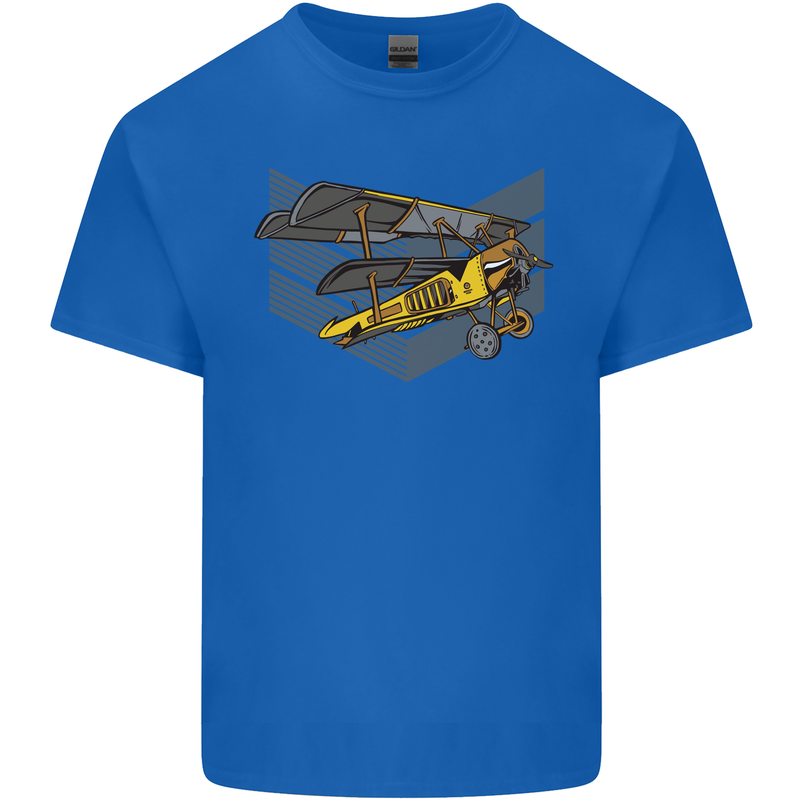 Steampunk Plane Aircraft Biplane Kids T-Shirt Childrens Royal Blue