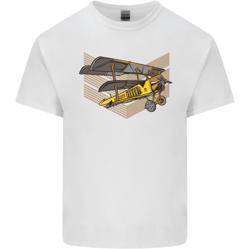 Steampunk Plane Aircraft Biplane Kids T-Shirt Childrens White
