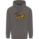 Steampunk Plane Aircraft Biplane Mens 80% Cotton Hoodie Charcoal