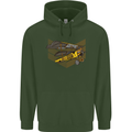 Steampunk Plane Aircraft Biplane Mens 80% Cotton Hoodie Forest Green
