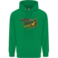 Steampunk Plane Aircraft Biplane Mens 80% Cotton Hoodie Irish Green