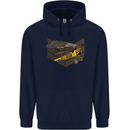 Steampunk Plane Aircraft Biplane Mens 80% Cotton Hoodie Navy Blue