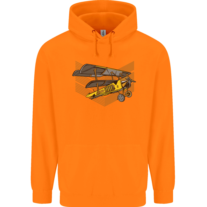 Steampunk Plane Aircraft Biplane Mens 80% Cotton Hoodie Orange