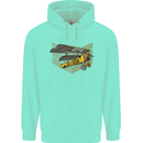 Steampunk Plane Aircraft Biplane Mens 80% Cotton Hoodie Peppermint