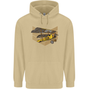 Steampunk Plane Aircraft Biplane Mens 80% Cotton Hoodie Sand