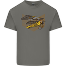 Steampunk Plane Aircraft Biplane Mens Cotton T-Shirt Tee Top Charcoal