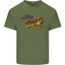 Steampunk Plane Aircraft Biplane Mens Cotton T-Shirt Tee Top Military Green