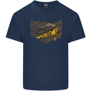 Steampunk Plane Aircraft Biplane Mens Cotton T-Shirt Tee Top Navy Blue