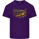 Steampunk Plane Aircraft Biplane Mens Cotton T-Shirt Tee Top Purple