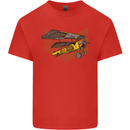 Steampunk Plane Aircraft Biplane Mens Cotton T-Shirt Tee Top Red