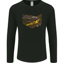 Steampunk Plane Aircraft Biplane Mens Long Sleeve T-Shirt Black