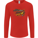 Steampunk Plane Aircraft Biplane Mens Long Sleeve T-Shirt Red