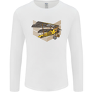Steampunk Plane Aircraft Biplane Mens Long Sleeve T-Shirt White