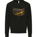 Steampunk Plane Aircraft Biplane Mens Sweatshirt Jumper Black