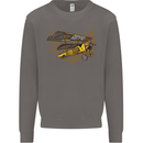 Steampunk Plane Aircraft Biplane Mens Sweatshirt Jumper Charcoal