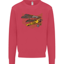 Steampunk Plane Aircraft Biplane Mens Sweatshirt Jumper Heliconia