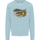 Steampunk Plane Aircraft Biplane Mens Sweatshirt Jumper Light Blue