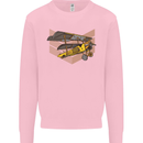 Steampunk Plane Aircraft Biplane Mens Sweatshirt Jumper Light Pink