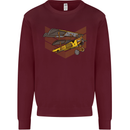 Steampunk Plane Aircraft Biplane Mens Sweatshirt Jumper Maroon
