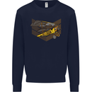 Steampunk Plane Aircraft Biplane Mens Sweatshirt Jumper Navy Blue