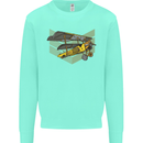 Steampunk Plane Aircraft Biplane Mens Sweatshirt Jumper Peppermint