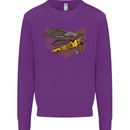 Steampunk Plane Aircraft Biplane Mens Sweatshirt Jumper Purple
